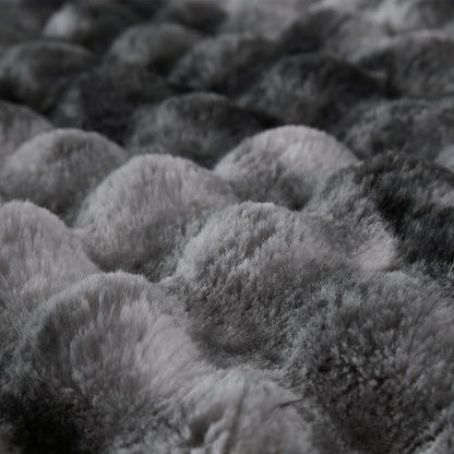 COOVA Faux Fur Throw Blanket for Couch, Cozy Soft and Fuzzy Plush Rabbit Fur Bubble Blanket for Sofa Bedroom Living Room, 60x80 Inches Tie Dye Light Grey