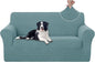 U-NICE HOME Oversized Stretch Loveseat Couch Cover Sofa Covers Washable Sofa Slipcover Furniture Protector for 2 Cushion Couch Sofa Pet Friendly, Light Blue