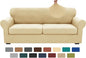 XINEAGE 2026 New 3 Pieces Couch Covers for 2 Extra Large Cushion Sofa Super Stretch Sofa Cover for 2 Large Seat Cushion Universal Loveseat Slip Cover for Living Room (Beige), 71"-91"(2 Cushions)