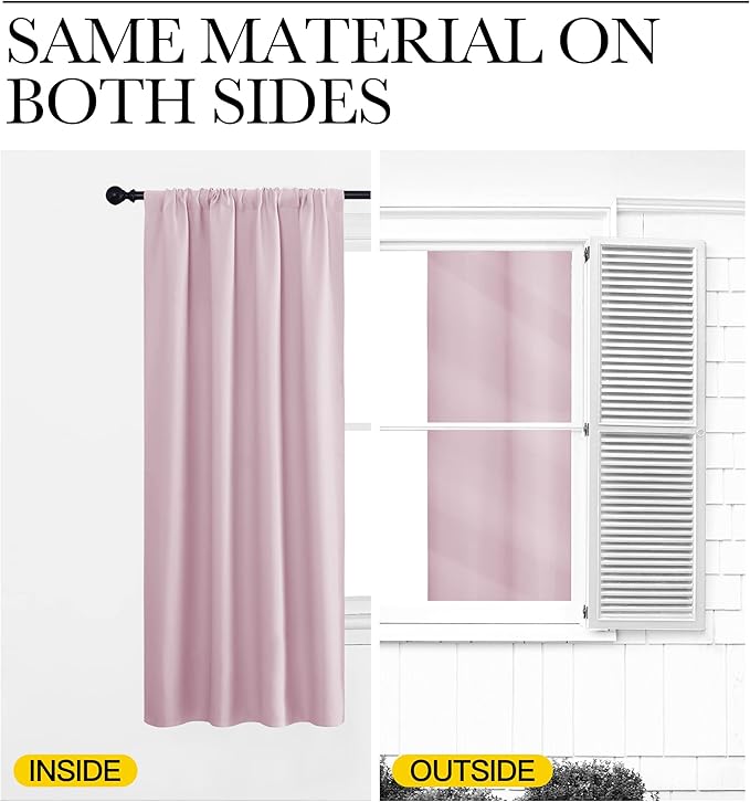 NICETOWN Blackout Curtains for RV Windows, Baby Pink, 29" by 20", 2 Panels, Room Darkening Window Curtain Panels, Easy-Care Solid Thermal Insulated Draperies/Drapes for Daughter Room