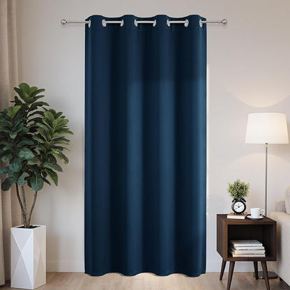 Joydeco Blackout Patio Sliding Door Curtains 90 Inches Long, Grommet Privacy Room Divider Curtains, Extra Wide Thermal Blackout Drapes for Bedroom Living Room (Navy Blue, 60Wx90L, 1 Panel)