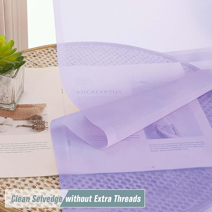 Lavender Sheer Curtains for Window 72 inches Long 2 Panels Set, Soft Airy Modern Light Filtering Sheer Curtains for Living Room Bedroom, Dual Rod Pocket Solid Window Drapes, 2x42Wx72L inches