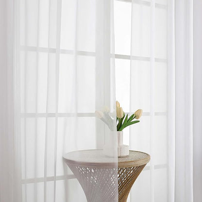 Chyhomenyc White Sheer Curtains 78 Inches Long 2 Panels Set for Living Room, Light Filtering Voile Lightweight Bedroom Curtains, Solid Window Treatment Drapes, Each 59W x 78L