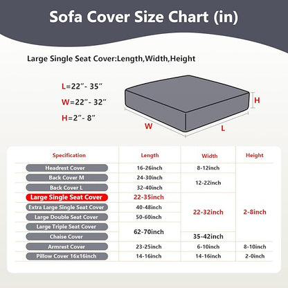 Couch Cushion Covers for Sofa Couch Covers Wear-Resistant Universal Sofa Cover Washable Stretch for Sectional Slipcovers (Texture-Gray,Large Single Seat Cover)