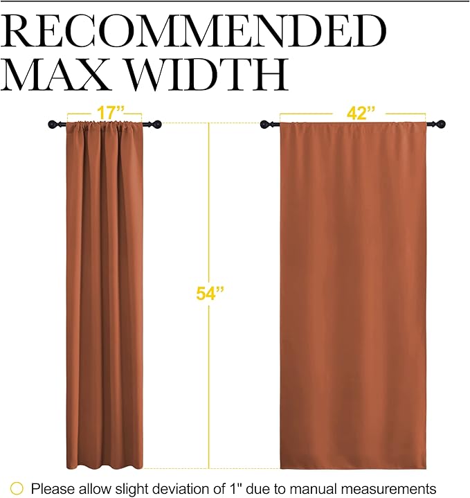 NICETOWN Blackout Curtains and Drapes - Thermal Insulated Solid Rod Pocket Blackout Draperies/Panels (Burnt Orange, 1 Pair, 42 by 54 inches)