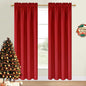 DWCN Christmas Blackout Curtains for Bedroom – Thermal Insulated Energy Saving Drapes for Living Room, Red, W 38 x L 84 Inch, Set of 2 Rod Pocket Curtain Panels