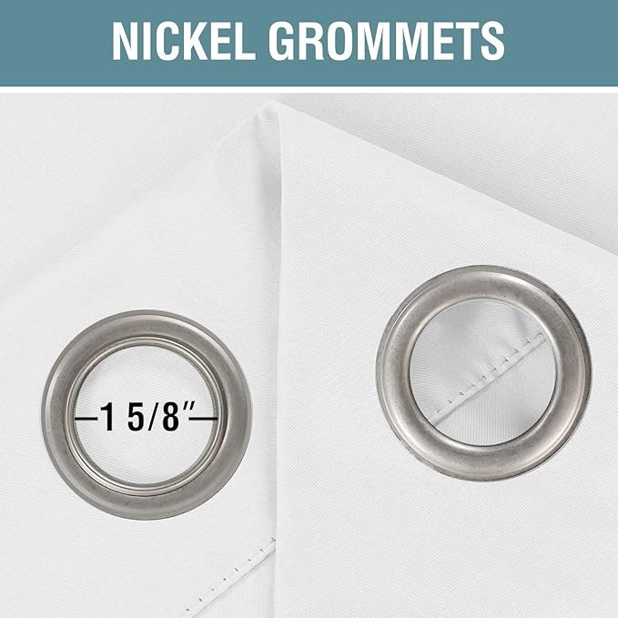 H.VERSAILTEX White Window Curtains 63 Inch Length Thermal Insulated Window Treatment Panel for Living Room Grommet Curtain Drape for Bedroom (1 Panel), 52" W x 63" L