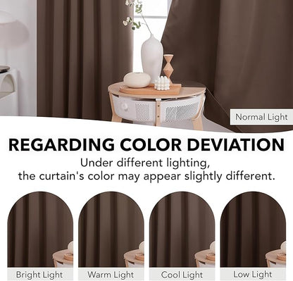Deconovo Blackout Curtains, Thermal Insulated, W42 x L54 2 Panels, Back Tab, Machine Washable, Room-Darkening Drapes for Bedroom/Living Room Brown