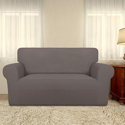 PureFit Super Stretch Sofa Slipcover – Spandex Non Slip Soft Couch Sofa Cover, Washable Furniture Protector with Non Skid Foam and Elastic Bottom for Kids, Pets （Loveseat, Taupe）