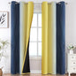 Estelar Textiler Yellow and Navy Blue Ombre Blackout Curtains for Living Room, Thermal Insulated Gradient Blackout Drapes, Full Room Darkening Energy Saving Curtains for Bedroom, 42Wx84L, 2 Panels