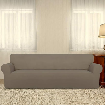 PureFit Super Stretch 4 Seater Sofa Slipcover – Spandex Non Slip Soft Couch Sofa Cover, Washable Furniture Protector with Non Skid Foam and Elastic Bottom for Kids, Pets （XX Large, Natural）