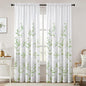 HOMEIDEAS Non-See-Through Sage Green and White Privacy Sheer Curtains 52 X 84 Inch Length 2 Panels, Leaf Floral Printed Light Filtering Semi Sheer Window Curtains Drapes for Bedroom Living Room