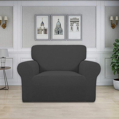 Easy-Going Stretch Oversized Chair Sofa Slipcover 1-Piece Couch Sofa Cover Furniture Protector Soft with Elastic Bottom for Kids Spandex Jacquard Fabric Small Checks Dark Gray
