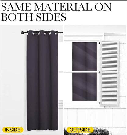 NICETOWN Greyish Purple Blackout Curtains 120 inches Length for Living Room, 2 Panels, 55" Wide, Thermal Insulated Long Drapes for Large Window