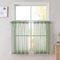 OVZME Sage Green Sheer Curtains 36 inches Long, Short Kitchen Window Treatment Solid Sheers Cafe Curtains Bathroom Voile Half Window Panels, Rod Pocket, 42" Wx36 L