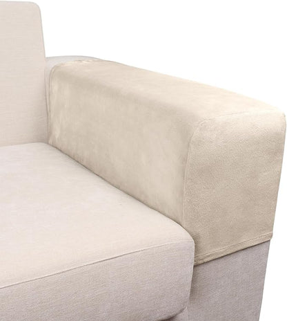 Couch Arm Covers 2 Pcs Sofa Armrest Covers Stretch Couch,Armrest Cover for Chairs Scratch-Resistant Sofa Arm Cover Armchair Slipcovers,Cream