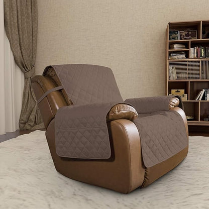 Easy-Going Oversized Recliner Chair Slipcover Reversible Sofa Cover Water Resistant Couch Cover Furniture Protector with Elastic Straps for Pets Dog (Oversized Recliner, Brown/Brown)