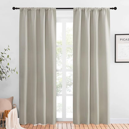 NICETOWN Blackout Curtains for Living Curtains, Room Darkening Window Curtain Panels, Easy-Care Solid Thermal Insulated Draperies/Drapes for Daughter Room (Natural, 2 Panels, 42 by 84)