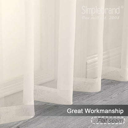 Simplebrand Cream Sheer Curtains 72 Inches Long 2 Panels for Living Room, Rod Pockets Airy Window Treatments Voile Sheer Curtains Panels Lightweight for Front Back Patio Glass Door, 42" Width