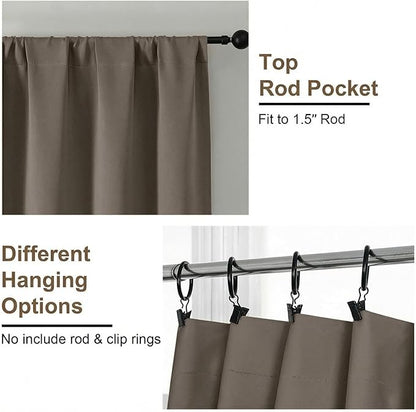 Simplebrand Ava Latte Short Blackout Curtains for Bedroom 54 Inches Long 2 Panels Set, Solid Thermal Insulated, Energy Saving Window Treatment Curtains Blackout Drapes, W40 x L54 Inch, Latte