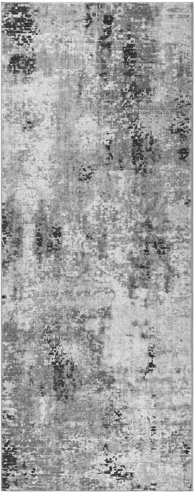 Ompaa 2x6 Rug Runners for Hallways Kitchen Runner Rug Non Slip Washable Grey Long Runner Rugs with Rubber Backing Soft Abstract Carpet Runner for Hallways, Kitchen, Bedroom, Bathroom, Entryway