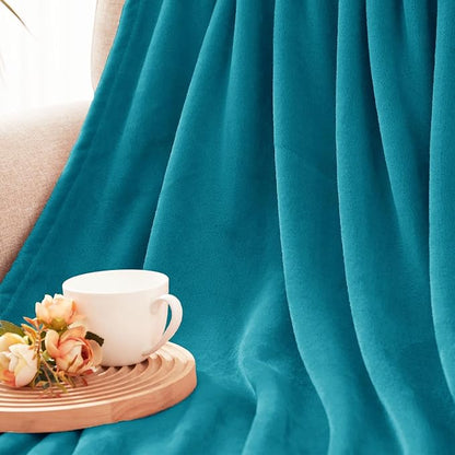 Exclusivo Mezcla Fleece Blankets Queen Size for Bed, Super Soft and Warm, All Season, Cozy, Plush, Lightweight, 90x90 Inches, Teal