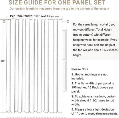 100% Blackout Shield Linen Blackout Curtains for Bedroom 96 Inches Long, Back Tab/Rod Pocket Living Room Drapes, Thermal Insulated Blackout Curtains 1 Panel Set, 100" W x 96" L, Sage