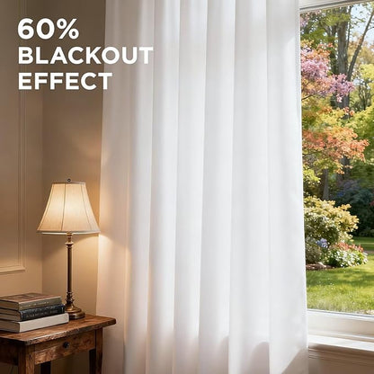 Joydeco Curtains 84 Inches Long 2 Panels Set, Thermal Insulated Long Curtains& Drapes 2 Burg, Room Darkening Drapes for Bedroom Living Room Window (Pure White, W52 x L84 Inch)