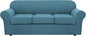 H.VERSAILTEX 4 Piece Stretch Sofa Covers for 3 Cushion Couch Covers for Living Room Furniture Slipcovers (Base Cover Plus 3 Seat Cushion Covers) Upgraded Thicker Jacquard Fabric (Sofa, Storm Blue)