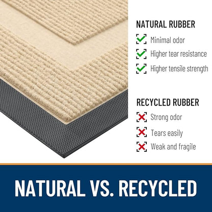 OLANLY Front Door Mat Indoor Outdoor Entrance, Waterproof All-Season, All-Weather Doormat, Sturdy Natural Rubber, Fade Resistant, Low Profile, Easy Clean Patio Porch Entryway Mat, 47x32, Beige