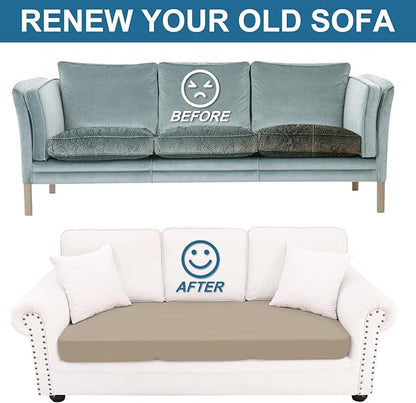 Smiry Printed Couch Cushion Covers, Stretch Soft Couch Covers for Sofa, Washable Non-Slip Sofa Slipcover Furniture Protector for Indoor and Outdoor (2 Pack, Taupe)