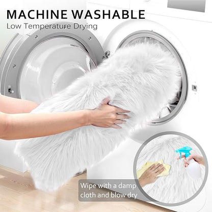 Ciicool Ultra Soft Faux Sheepskin Fur Rug Fluffy Chair Rug for Sofa Couch Seat Cushion.Shaggy Furry Small 2x4 White Bedroom Fuzzy Carpet for Living Room Kid's Room Nursery Decor