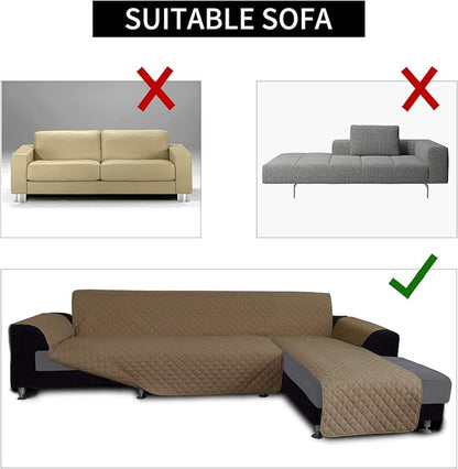 Easy-Going Sofa Slipcover L Shape Sofa Cover Sectional Couch Cover Chaise Lounge Slip Cover Reversible Sofa Cover Furniture Protector Cover for Pets Kids Children Dog (Large,Camel/Camel)