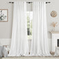 White Linen Curtains 96 Inches Long 2 Panels Set Back Tab Rod Pocket Semi Sheer Light Filtering Window Curtain Drapes Neutral Modern Aesthetic Long Curtains for Living Room Bedroom Decor 42x96