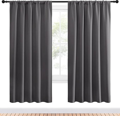 NICETOWN Blackout Curtain Panels for Window - Thermal Insulated Rod Pocket Blackout Drapes/Draperies for Dining Room (2 Panels, W52 x L72 inches, Grey)