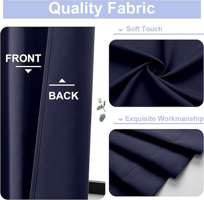 Simplebrand Navy Blue Blackout Curtains for Bedroom 102 Inches Long 2 Panels, Solid Thermal Insulated, Energy Saving Living Room Window Treatment Curtains Blackout Drapes, W50 x L102 Inch, Navy Blue