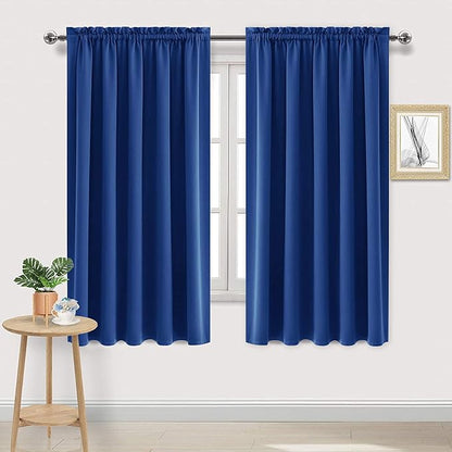 DWCN Blackout Curtains for Bedroom – Rod Pocket Thermal Insulated Noise Reducing Noise Reducing Drapes for Living Room, W 60 x L 63 Inch, 2 Panels, Classic Blue