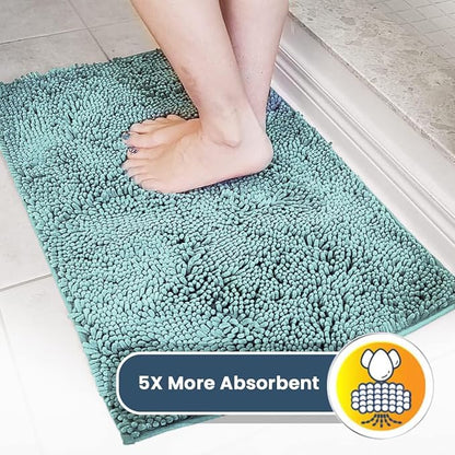 Muddy Mat® | Super Absorbent Door Mat Indoor, Microfiber Quick Dry Chenille Entryway Rug, Non-Slip Front Door Mat, Indoor Mats for Entryway, Machine Washable Pet Rug, Seafoam Green 48"x72"
