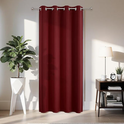 Joydeco Blackout Door Curtain for Doorway Privacy 96 Inches Long, Grommet Closet Curtain for Open Closet, Room Divider for Bedroom Living Room (Burgundy Red, 52Wx96L, 1 Panel)