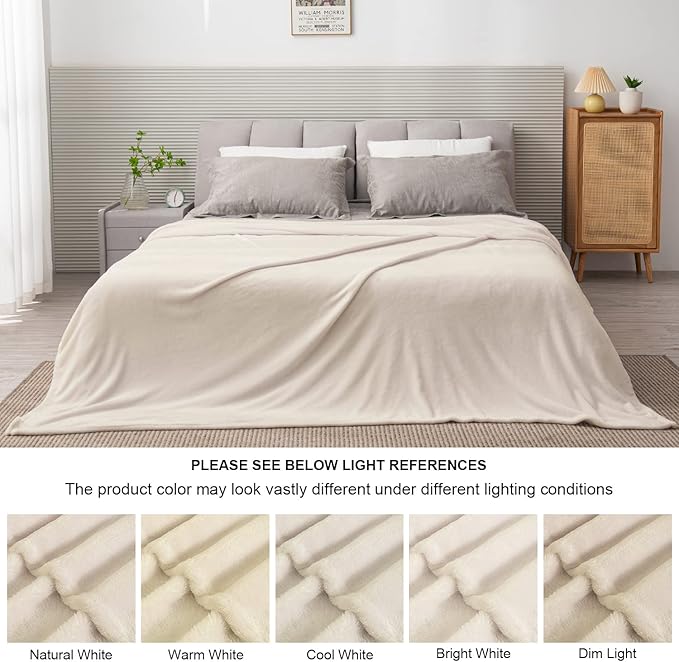 BEDELITE Fleece Blanket King Size Blankets for Bed, Luxury Plush Cozy Fuzzy Blanket 108x90 inches, Super Soft Warm Lightweight Throw Blanket All Seasons Suitable, Beige
