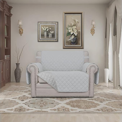 Easy-Going Oversized Chair Sofa Slipcover Reversible Sofa Cover Water Resistant Couch Cover Furniture Protector Cover with Elastic Straps for Pets Dog (Oversized Chair, Light Gray/Light Gray)