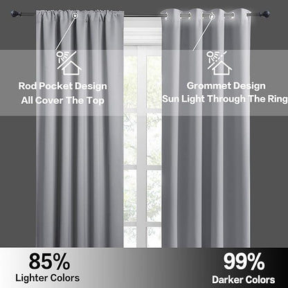 RYB HOME Large Blackout Curtains for Bedroom 84 inches Long 2 Panels Set, Privacy Thermal Insultaed Sunlignt Heat Blocking Drapes for Sliding Patio Door, Width 70 by Length 84, Silver Grey