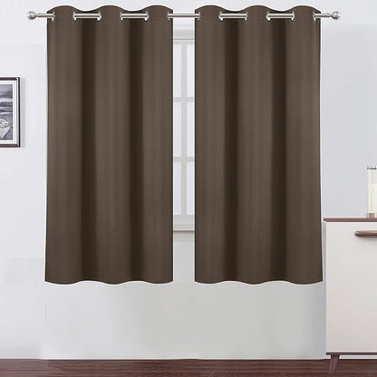 LEMOMO Chocolate Brown Blackout Curtains 42 x 63 Inch Length/Set of 2 Curtain Panels/Thermal Insulated Room Darkening Blackout Curtains for Bedroom
