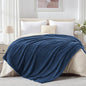EXQ Home King Size Blanket for Bed or Couch - 3D Imitation Turtle Shell Jacquard Decorative Fleece Blankets - Cozy Soft Lightweight Fuzzy Flannel Blanket Suitable for All Seasons(90"×108",Dark Blue)