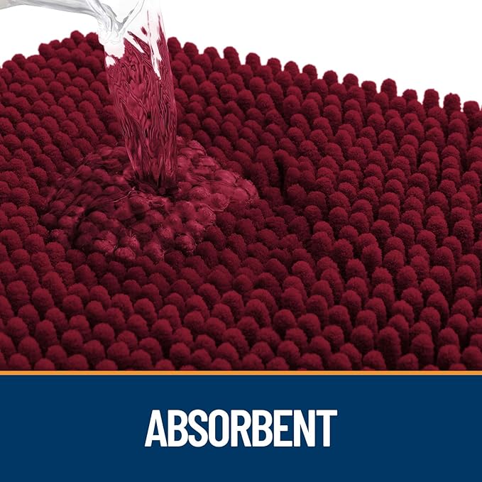 OLANLY Dog Door Mat for Muddy Paws 48x30, Absorbs Moisture and Dirt, Absorbent Non-Slip Washable Doormat, Quick Dry Chenille Mud Mat for Dogs, Entry Indoor Entryway Carpet for Inside Floor, Burgundy