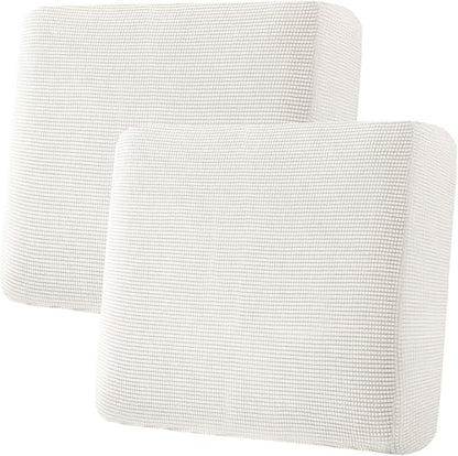 H.VERSAILTEX Super Stretch Individual Seat Cushion Covers - Sofa Couch Cushion Slipcover Sets - Thick Jacquard Textured Twill Fabric - Large (2 Piece, Porcelain White)