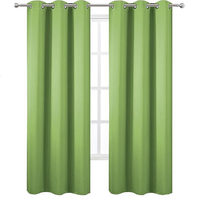 LEMOMO Light Green Thermal Blackout Curtains/42 x 95 Inch/Set of 2 Panels Room Darkening Curtains for Bedroom
