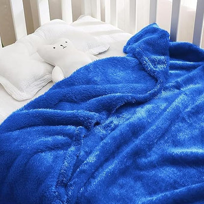 Exclusivo Mezcla Plush Fuzzy Fleece Throw Blanket, Super Soft, Fluffy and Warm Blankets for Couch, Bed, All Season Use (40x50 Inches, Cobalt Blue)