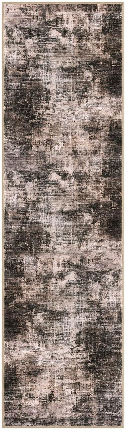 IOHOUZE Abstract Runner Rug 2x7 Ft Washable Runners for Hallways, Non Slip Kitchen Runner Printed Faux Wool Entryway Runners Indoor, Modern Abstract Floor Carpet for Hall Kitchen Bedroom, Brown/Rust