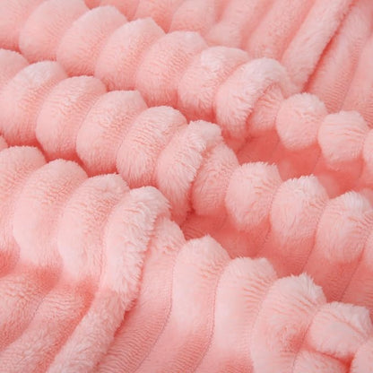Light Pink Fleece Throw Blanket 50”×70” for Couch Sofa Bed,Super Soft Cozy Plush Microfiber Flannel Blanket with Stripes Design Lightweight for Adults,Woman,Girls